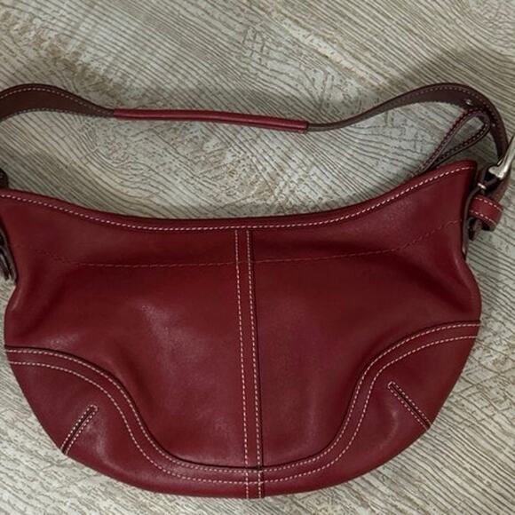 Coach Y2K 9541 Vintage Red Leather Small Mini Soho Hobo Shoulder Bag Retro - Picture 4 of 14